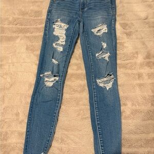 American Eagle Outfitters Ripped Blue Skinny Jeans
